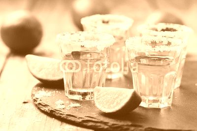 Gold tequila with lime and salt