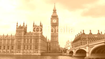 Dolly view of the House of Parliament and the Big Ben by Westminster bridge in London