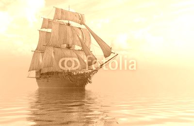 3D Illustration Sailboat On The Sea