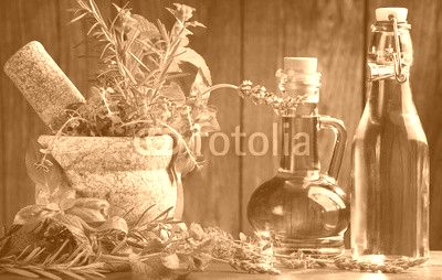 herbs and oil