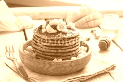 Vegan pancake with mango