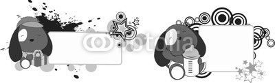 sweet baby dog cartoon set in vector format