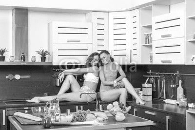 Twins in kitchen