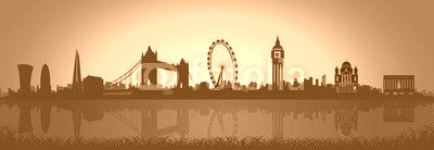 London Skyline Silhouette at night