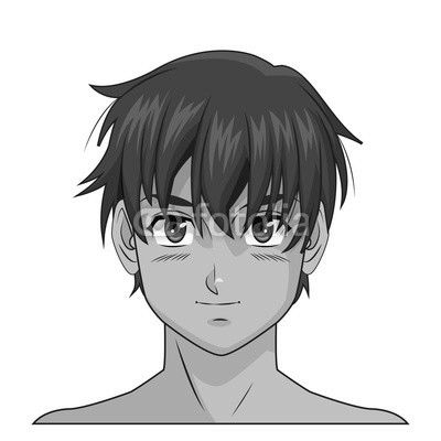 portrait face manga anime boy blue eyes brown hair vector illustration eps 10