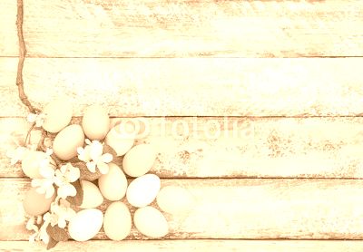 Easter eggs and flowers decoration
