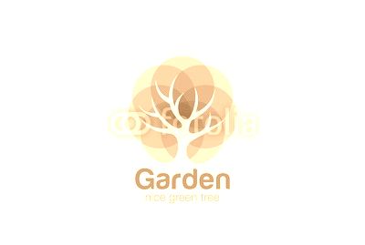 Tree Logo abstract design vector Negative space Eco Green Oak