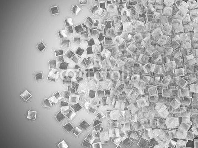 Group of Ice Cubes on blue background with place for your text