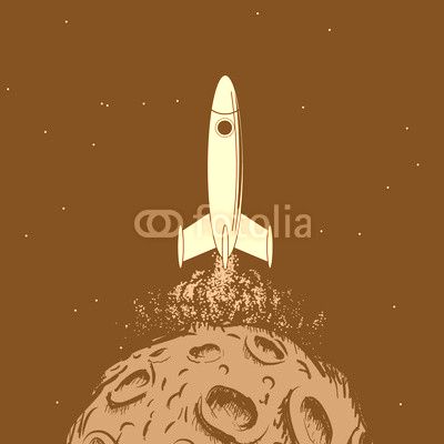 rocket takes off from a planet