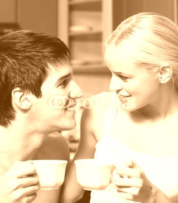 Portrait of young couple at home