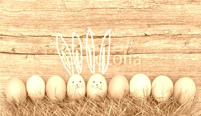 Easter eggs cute bunnies. Funny decoration