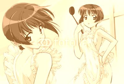 Cute anime girl cooking maiden