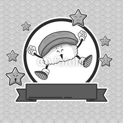 kawaii sushi chinese food card banner vector illustration
