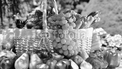 Fresh organic vegetables and fruits in the garden