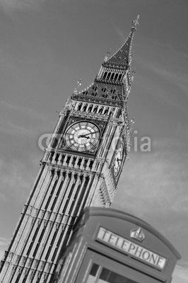 Red telephone box and Big Ben,  London, UK