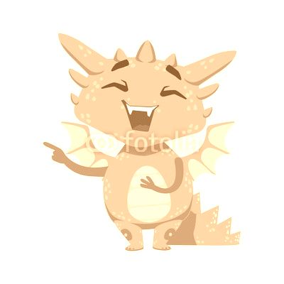 Little Anime Style Baby Dragon Laughing And Mocking Cartoon Character Emoji Illustration