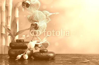 Storczyk z kamieniami bazaltowymi do spa