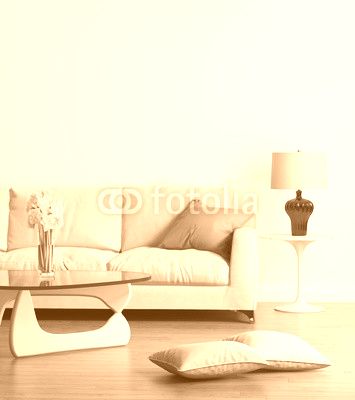Modern beige sofa in a contemporary living room