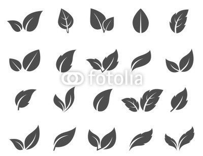 green leaf icons set