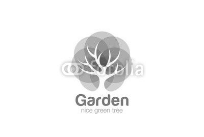 Tree Logo abstract design vector Negative space Eco Green Oak