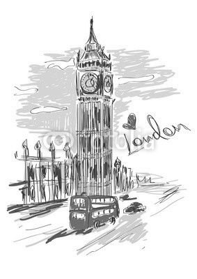 Sketch illustration of Big Ben tower