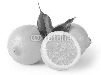 Three lemons with leaves