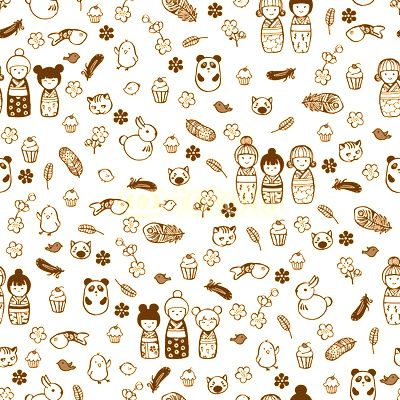 Miniatures in the anime style. Seamless pattern.
