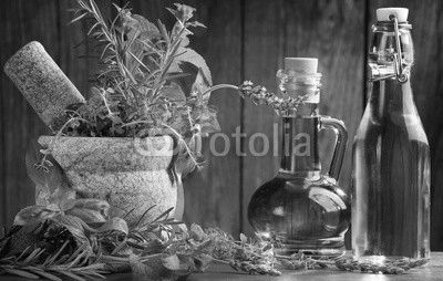 herbs and oil
