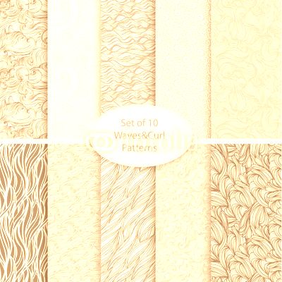 Set of 10 seamless waves and curls backgrounds