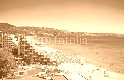 Panoramic view of Golden Sands beach in Bulgaria.