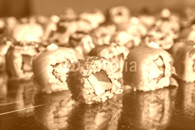 Various kind of sushi food served on black background. Best Types of Sushi Rolls