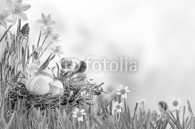 Fresh spring background with Easter Eggs