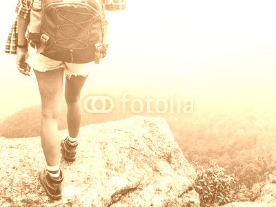 Girl hipster Freedom traveler on the mountian.