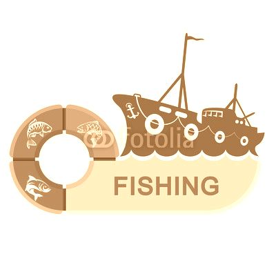 Fishing trawler with infographics