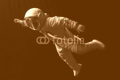 astronaut in space mission in the dark and space