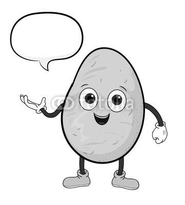 Cartoon Potato With Text, a hand drawn vector illustration of a cartoon potato with text.
