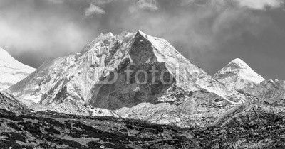 View to Island peak (6189 m) from Chhukhung valley - Everest region, Nepal, Himalayas.