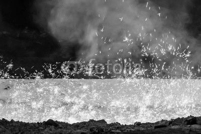 iron stream and sparks at a metallurgical plant