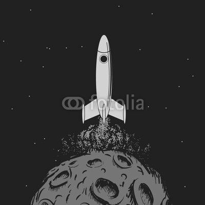 rocket takes off from a planet