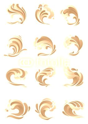 Waves, water splashes vector isolated icons