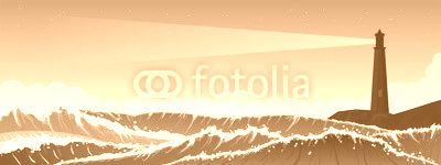 Stormy seascape background with lighthouse