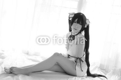 Hestia Cosplay Portrait Girl in White Theme