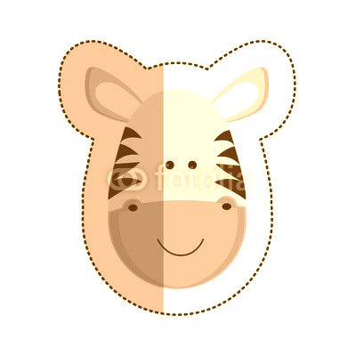 grayscale sticker with zebra head and middle shadow vector illustration