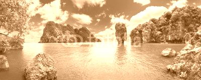 Paisaje pintoresco.Oceano y montañas.Viajes y aventuras alrededor del mundo.Islas de Tailandia.Phuket.