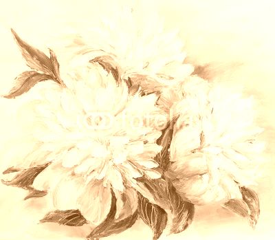 Peonies, oil painting on canvas