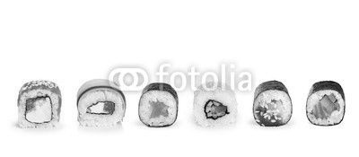 Sushi rolls isolated on white background.