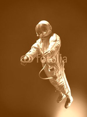 Astronaut in outer space, on a background of blue, infinite spac