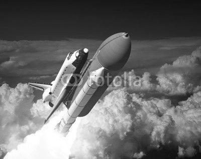 Space Shuttle In The Clouds