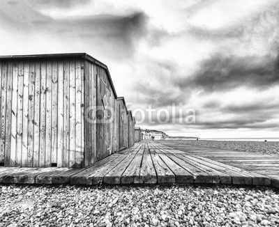Wooden cabins along a beautiful beach