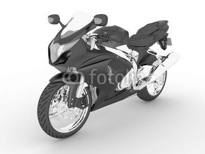 3d illustration sport black motorbike isolated on a white background.